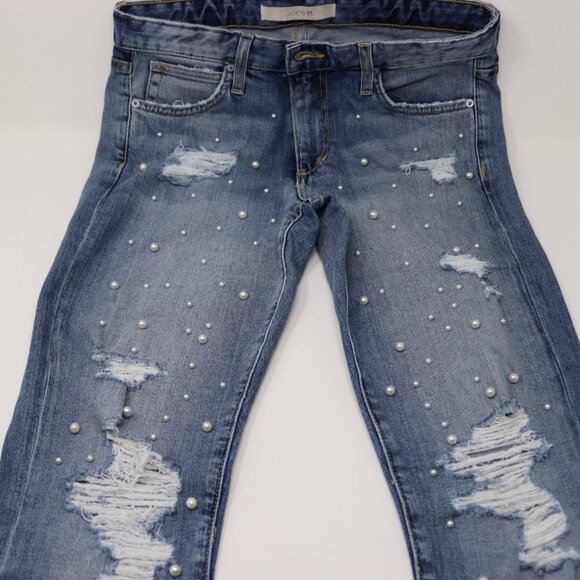 Joes Jeans 26 Peal Embellished The Smith Cuff Ankle Jeans - Picture 8 of 11